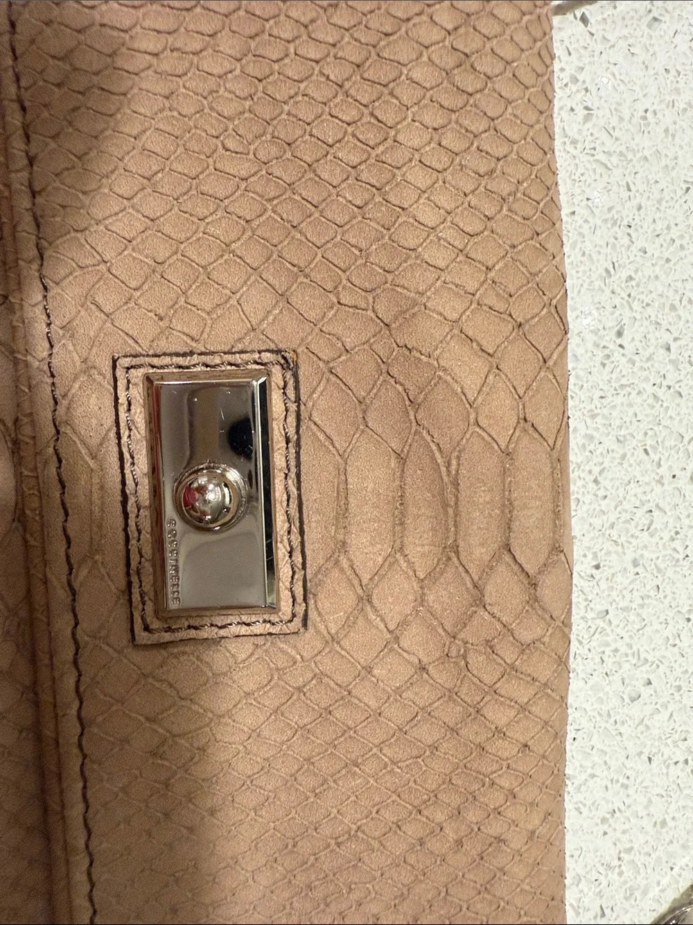 Coccinelle Taupe Leather Chain Crossbody Bag